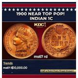 1900 Indian Cent Near Top Pop! 1c ms67 rd SEGS