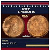 1911-p Lincoln Cent 1c ms66 rd SEGS