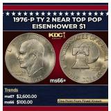 1976-p Ty 2 Eisenhower Dollar Near Top Pop $1 ms66