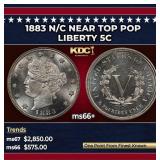 1883 n/c Liberty Nickel Near Top Pop 5c ms66+ SEGS