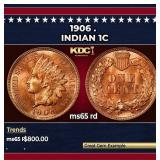 1906 Indian Cent . 1c Grades ms65 rd
