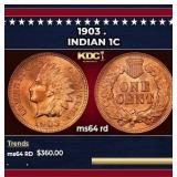 1903 Indian Cent . 1c Grades ms64 rd