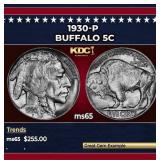 1930-p Buffalo Nickel 5c Grades ms65