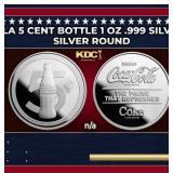 Coca-Cola 5 Cent Bottle 1 oz .999 Silver Round