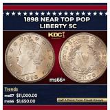 1898 Liberty Nickel Near Top Pop 5c ms66+ SEGS