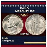 1941-d Mercury Dime 10c Grades ms67 fsb