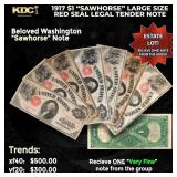 1x 1917 $1 Large Size Red Seal Legal Tender Note 