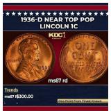 1936-d Lincoln Cent Near Top Pop 1c ms67 rd SEGS