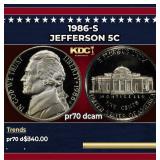 1986-s Proof Jefferson Nickel 5c pr70 dcam SEGS