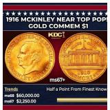 1916 McKinley Gold Commem Dollar Near Top Pop! 1 m