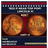 1923-p Lincoln Cent Near Top Pop! 1c ms67+ rd SEGS
