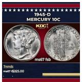 1945-d Mercury Dime 10c ms67 fsb SEGS