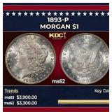 1893-p Morgan Dollar $1 ms62 USCG