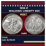 1918-p Walking Liberty Half Dollar 50c ms64 SEGS