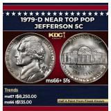 1979-d Jefferson Nickel Near Top Pop 5c ms66+ 5fs
