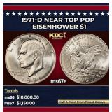 1971-d Eisenhower Dollar Near Top Pop $1 ms67+ SEG