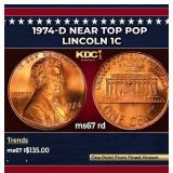 1974-d Lincoln Cent Near Top Pop 1c ms67 rd SEGS