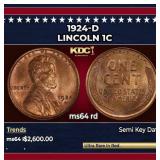 1924-d Lincoln Cent 1c ms64 rd SEGS