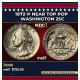 1972-p Washington Quarter Near Top Pop 25c ms67 SE