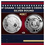 2022 Republic of Ghana 1 oz Silver 5 Cedis Space A