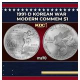 1991-d Korean War Modern Commem Dollar $1 ms70 SEG