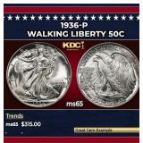 1936-p Walking Liberty Half Dollar 50c Grades ms65