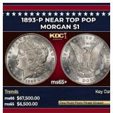 1893-p Morgan Dollar Near Top Pop $1 ms65+ SEGS