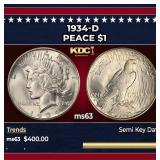 1934-d Peace Dollar $1 Grades ms63