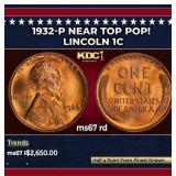 1932-p Lincoln Cent Near Top Pop! 1c ms67 rd SEGS