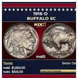 1916-d Buffalo Nickel 5c ms65 SEGS