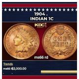 1904 Indian Cent . 1c ms66 rd SEGS