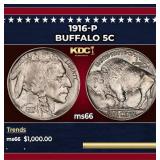 1916-p Buffalo Nickel 5c ms66 SEGS