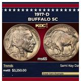 1917-d Buffalo Nickel 5c ms65 SEGS