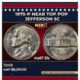 1975-p Jefferson Nickel Near Top Pop 5c ms67 5fs S