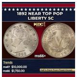 1892 Liberty Nickel Near Top Pop 5c ms66+ SEGS