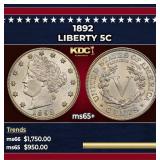 1892 Liberty Nickel 5c ms65+ SEGS