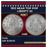 1912 Liberty Nickel Near Top Pop 5c ms66 SEGS