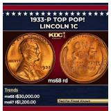 1933-p Lincoln Cent TOP POP! 1c ms68 rd SEGS