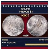 1922-d Peace Dollar $1 ms66 SEGS