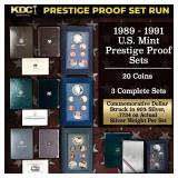 1989-1991 US Mint Prestige Proof Sets - 20 Coins,