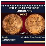1931-p Lincoln Cent Near Top Pop! 1c ms67 rd SEGS