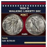 1929-d Walking Liberty Half Dollar 50c ms64 SEGS