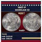 1887-p Morgan Dollar $1 Grades ms65+