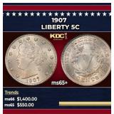 1907 Liberty Nickel 5c ms65+ SEGS