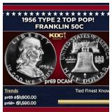 1956 Type 2 Proof Franklin Half Dollar TOP POP! 50