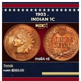 1903 Indian Cent . 1c Grades ms64 rd