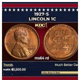 1927-s Lincoln Cent 1c ms64 rd SEGS