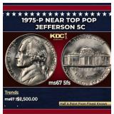 1975-p Jefferson Nickel Near Top Pop 5c ms67 5fs S