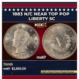 1883 n/c Liberty Nickel Near Top Pop 5c ms67 SEGS