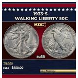 1933-s Walking Liberty Half Dollar 50c Grades au58